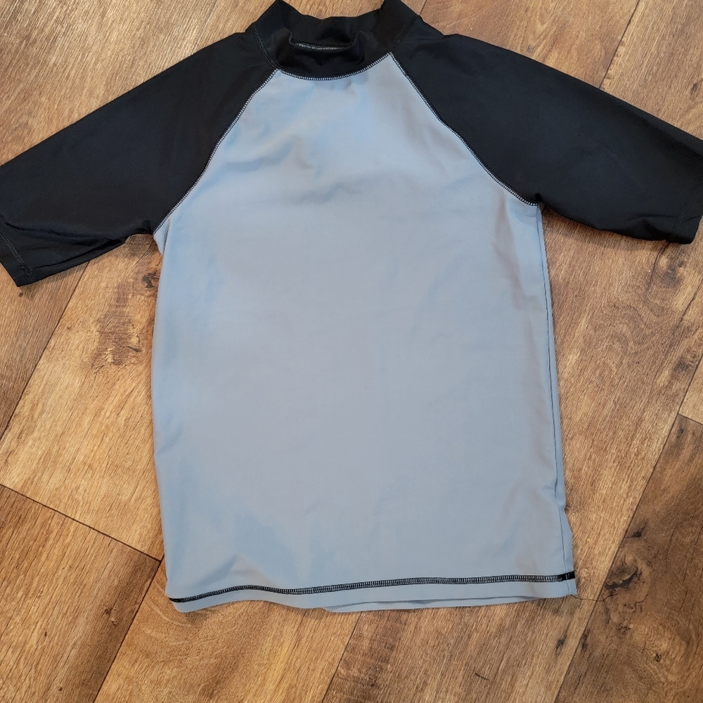 Black and gray swim shirt